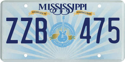 MS license plate ZZB475
