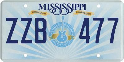 MS license plate ZZB477