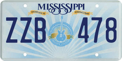 MS license plate ZZB478