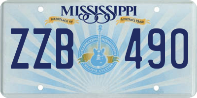 MS license plate ZZB490