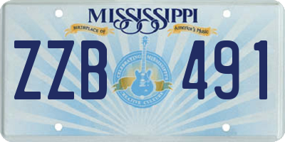 MS license plate ZZB491