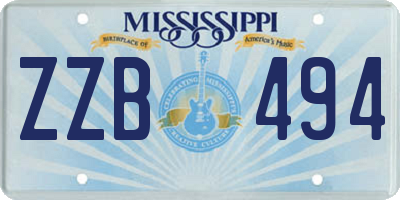 MS license plate ZZB494