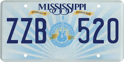 MS license plate ZZB520