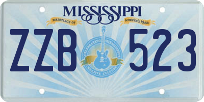 MS license plate ZZB523