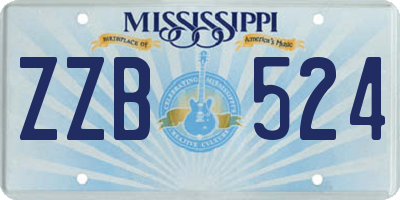 MS license plate ZZB524