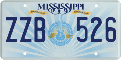 MS license plate ZZB526