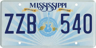 MS license plate ZZB540