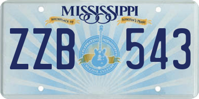 MS license plate ZZB543