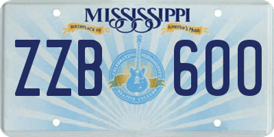 MS license plate ZZB600