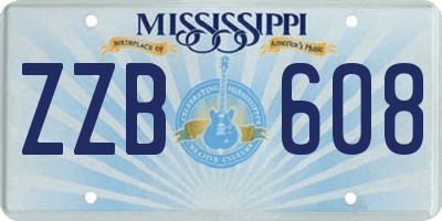 MS license plate ZZB608
