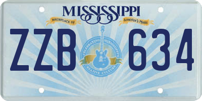 MS license plate ZZB634