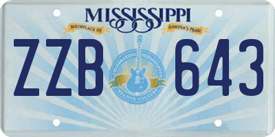 MS license plate ZZB643