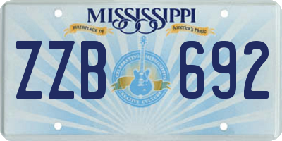 MS license plate ZZB692
