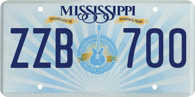 MS license plate ZZB700