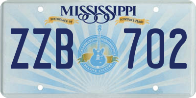 MS license plate ZZB702