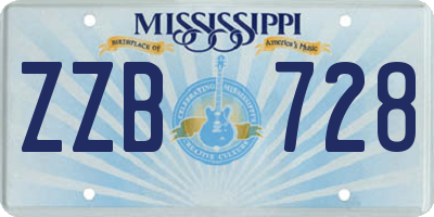 MS license plate ZZB728
