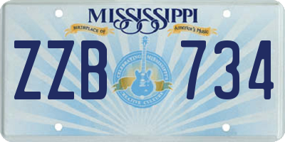 MS license plate ZZB734