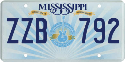 MS license plate ZZB792