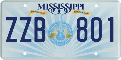 MS license plate ZZB801