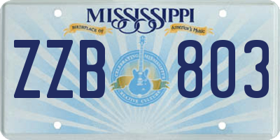 MS license plate ZZB803