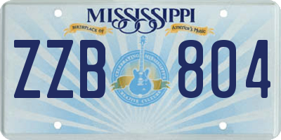 MS license plate ZZB804