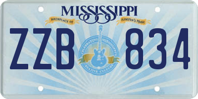 MS license plate ZZB834