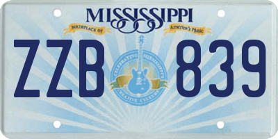 MS license plate ZZB839