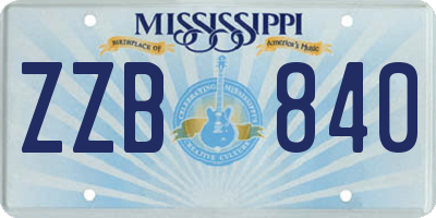 MS license plate ZZB840