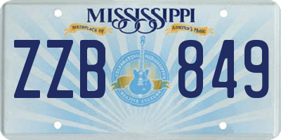 MS license plate ZZB849