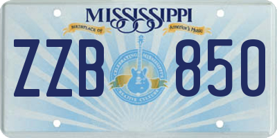 MS license plate ZZB850