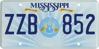 MS license plate ZZB852