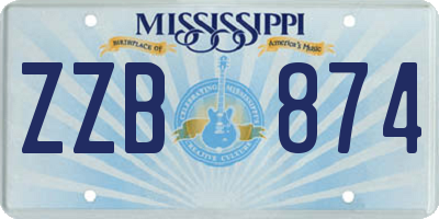 MS license plate ZZB874