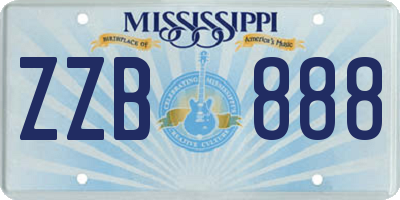 MS license plate ZZB888