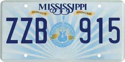 MS license plate ZZB915