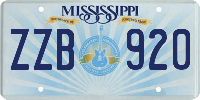 MS license plate ZZB920