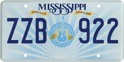 MS license plate ZZB922