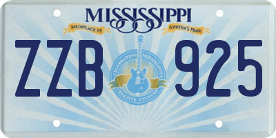 MS license plate ZZB925