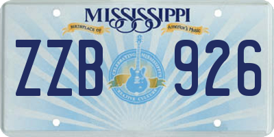 MS license plate ZZB926