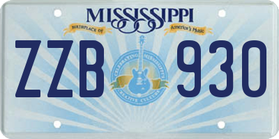 MS license plate ZZB930