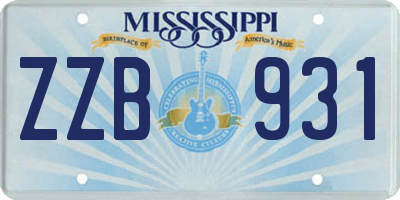 MS license plate ZZB931