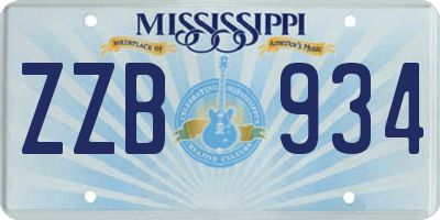 MS license plate ZZB934