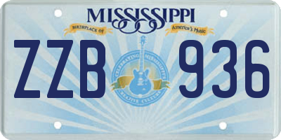 MS license plate ZZB936