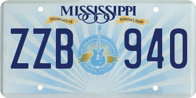 MS license plate ZZB940