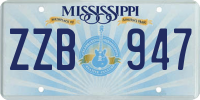 MS license plate ZZB947