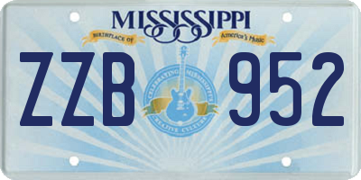MS license plate ZZB952