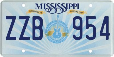 MS license plate ZZB954