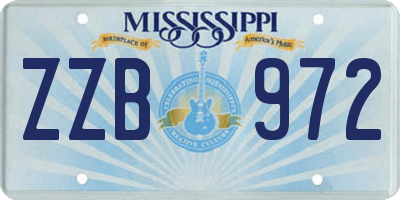 MS license plate ZZB972
