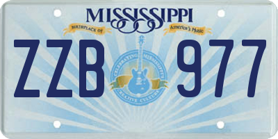 MS license plate ZZB977