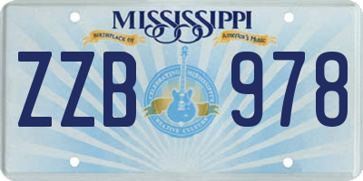 MS license plate ZZB978