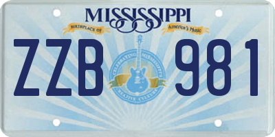 MS license plate ZZB981